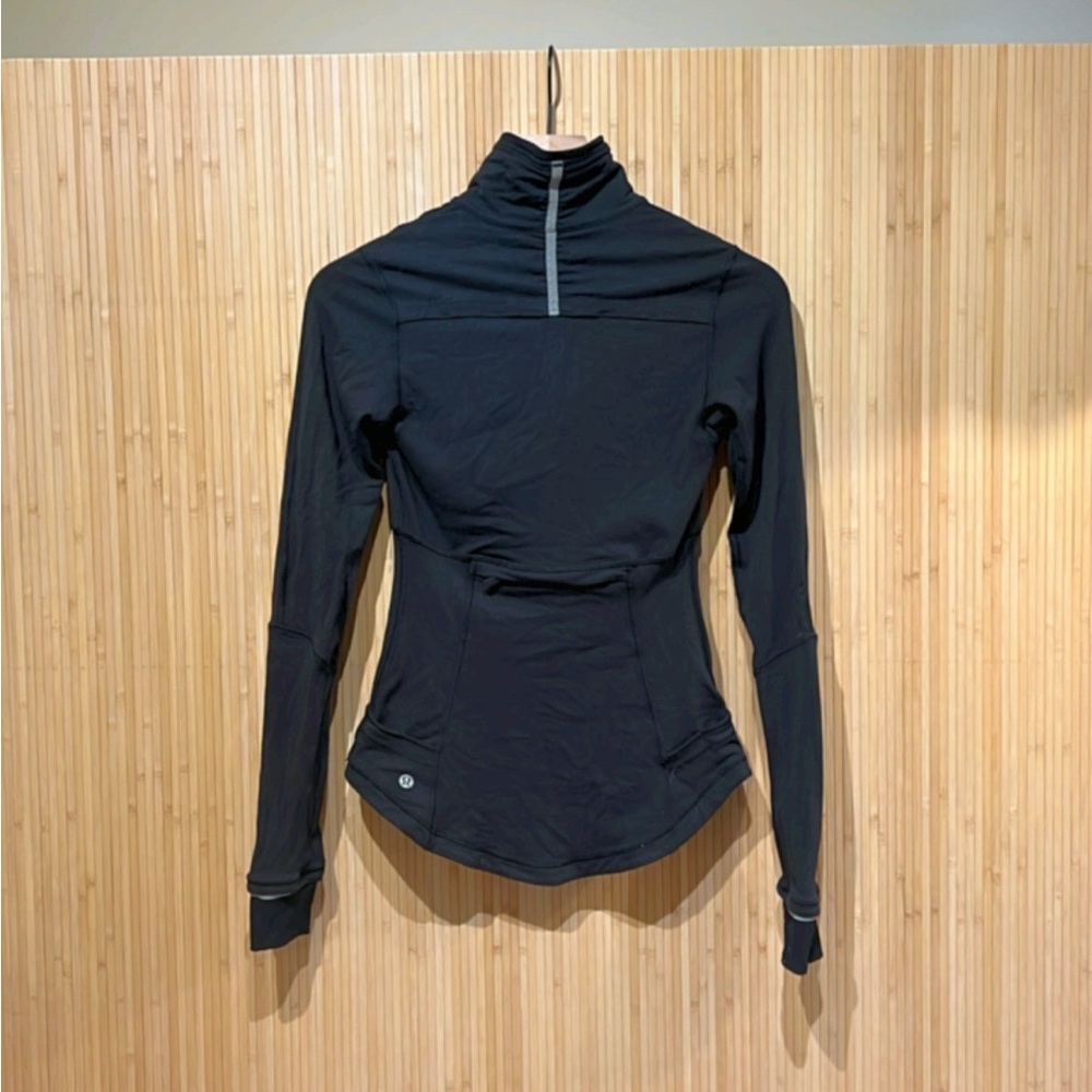 Lululemon Base Runner 1/2 Zip Long Sleeve Rulu Black Mock Neck Pullover